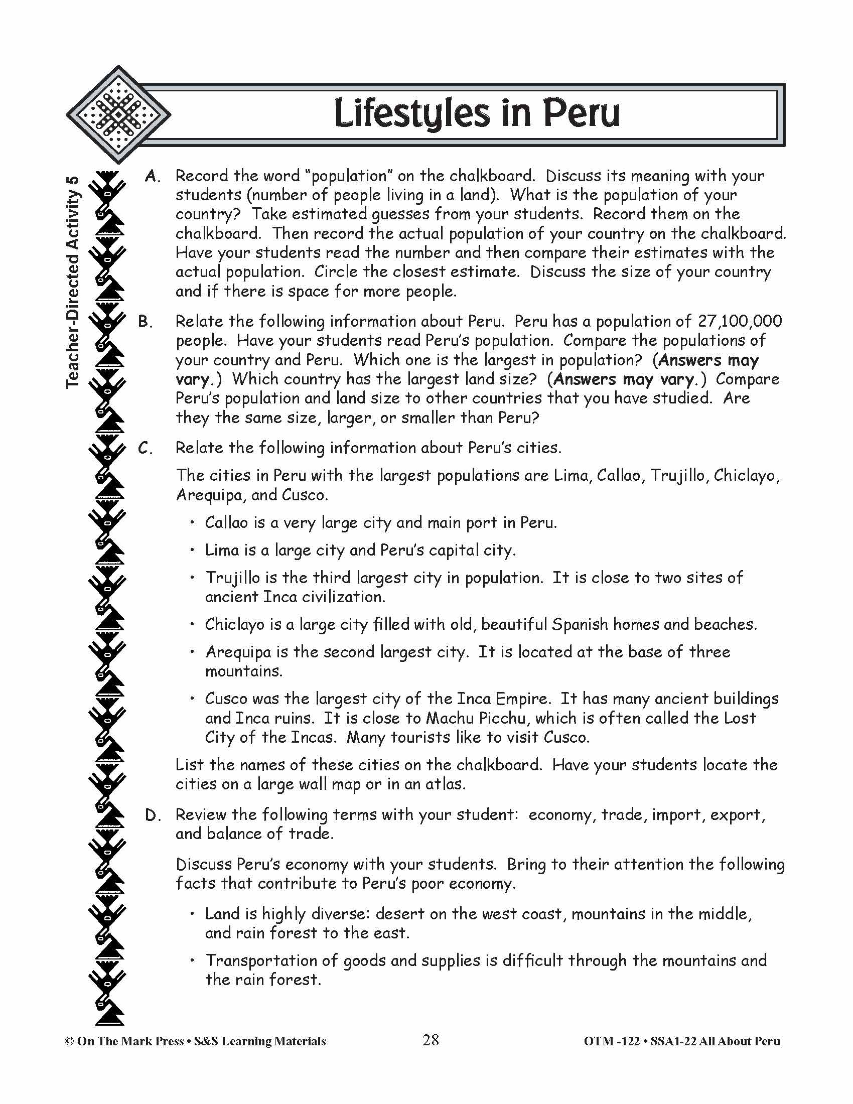 Lifestyles in Peru Grades 3-5