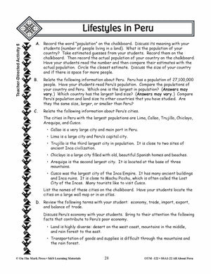 Lifestyles in Peru Grades 3-5