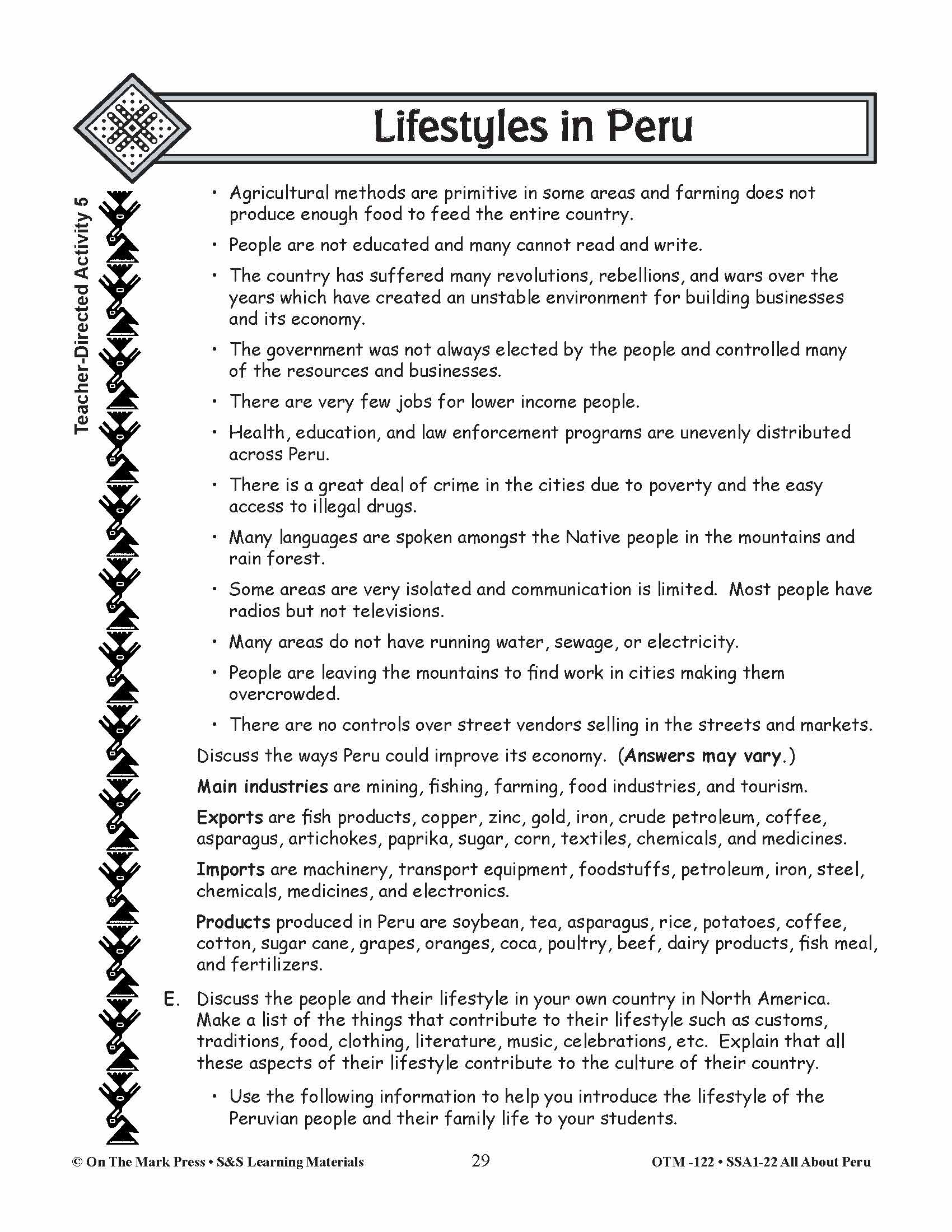 Lifestyles in Peru Grades 3-5