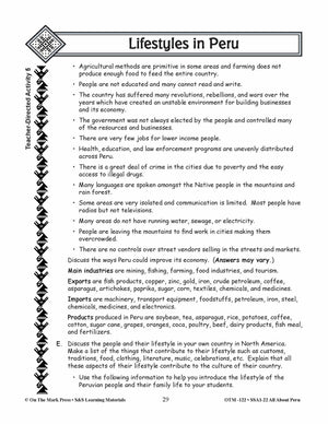 Lifestyles in Peru Grades 3-5