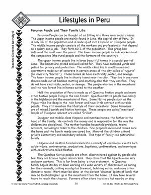 Lifestyles in Peru Grades 3-5