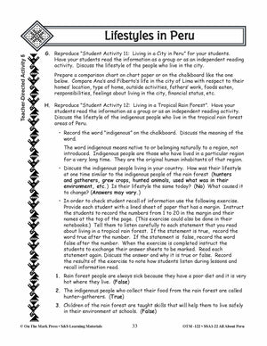 Lifestyles in Peru Grades 3-5