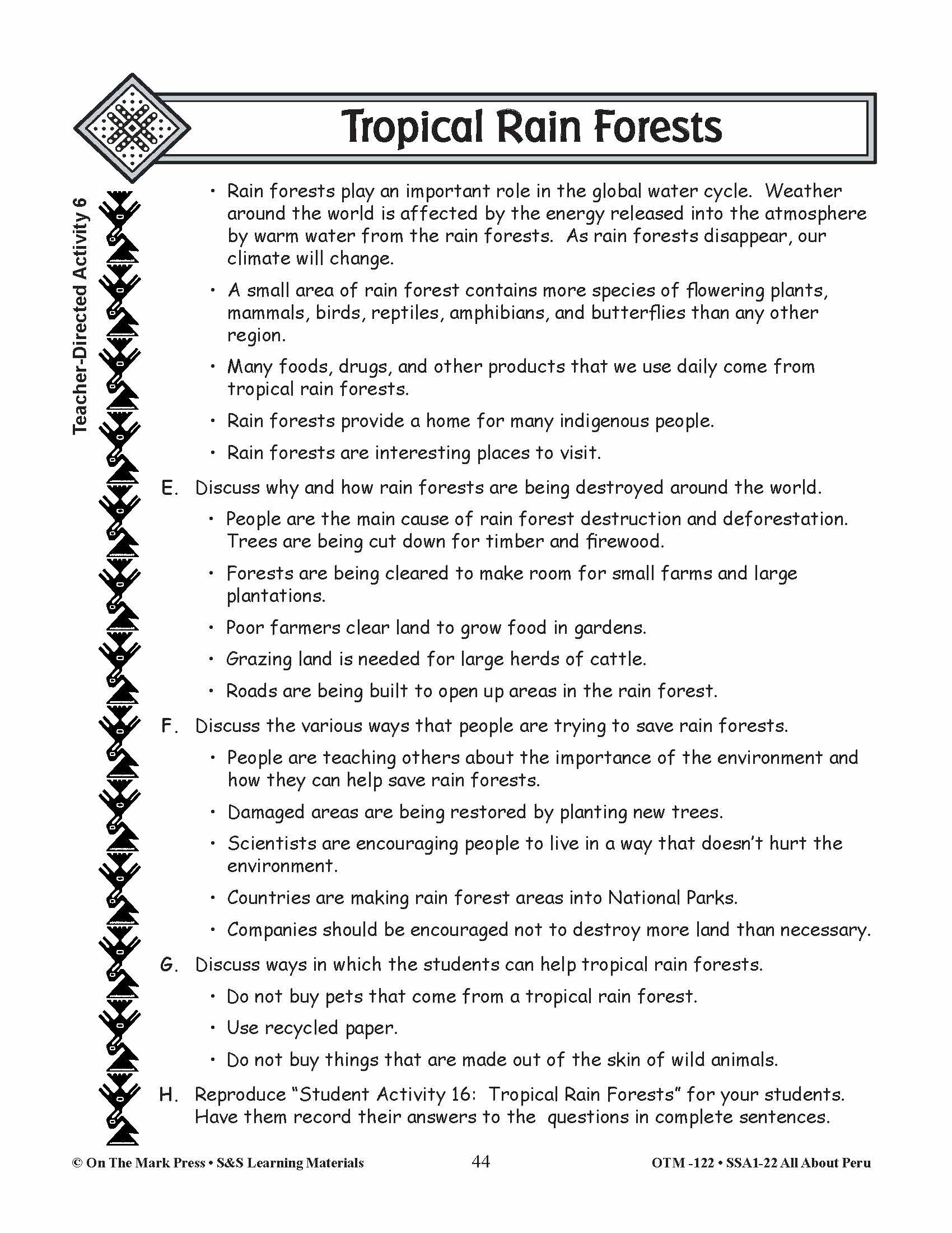 Tropical Rain Forests of Peru Grades 3-5