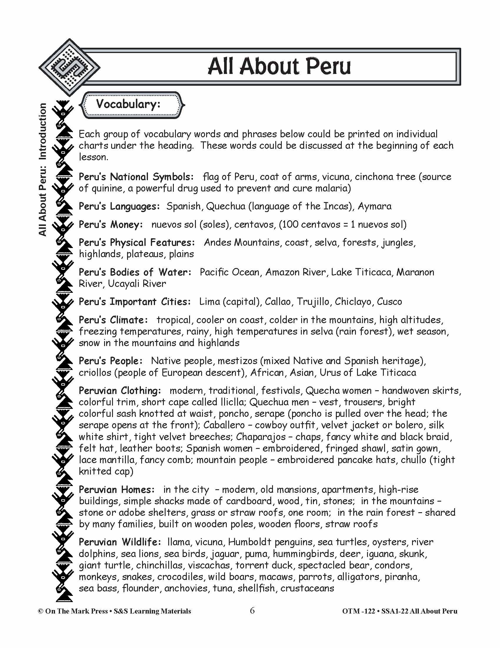 Peru’s History Lessons Grades 3-5