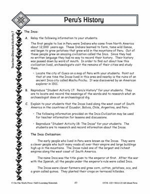 Peru’s History Lessons Grades 3-5