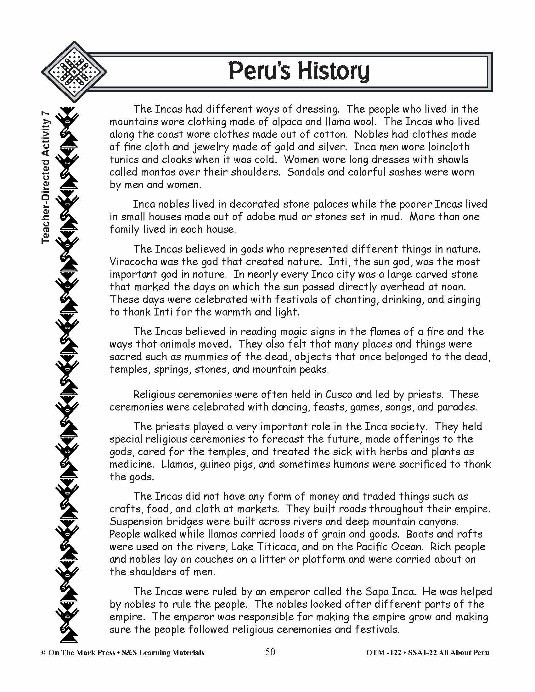 Peru’s History Lessons Grades 3-5