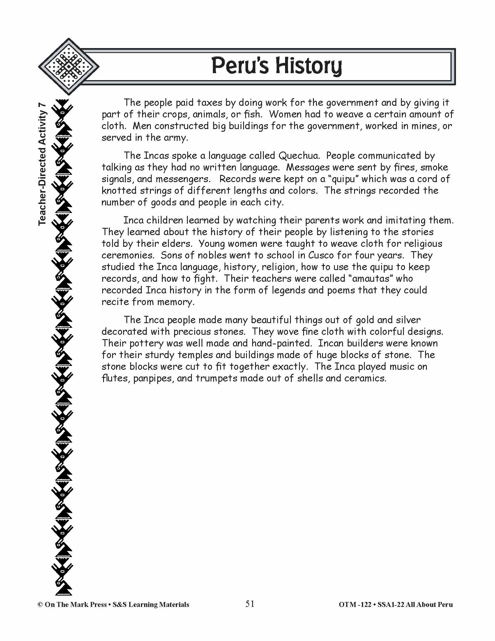 Peru’s History Lessons Grades 3-5