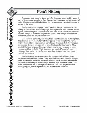Peru’s History Lessons Grades 3-5