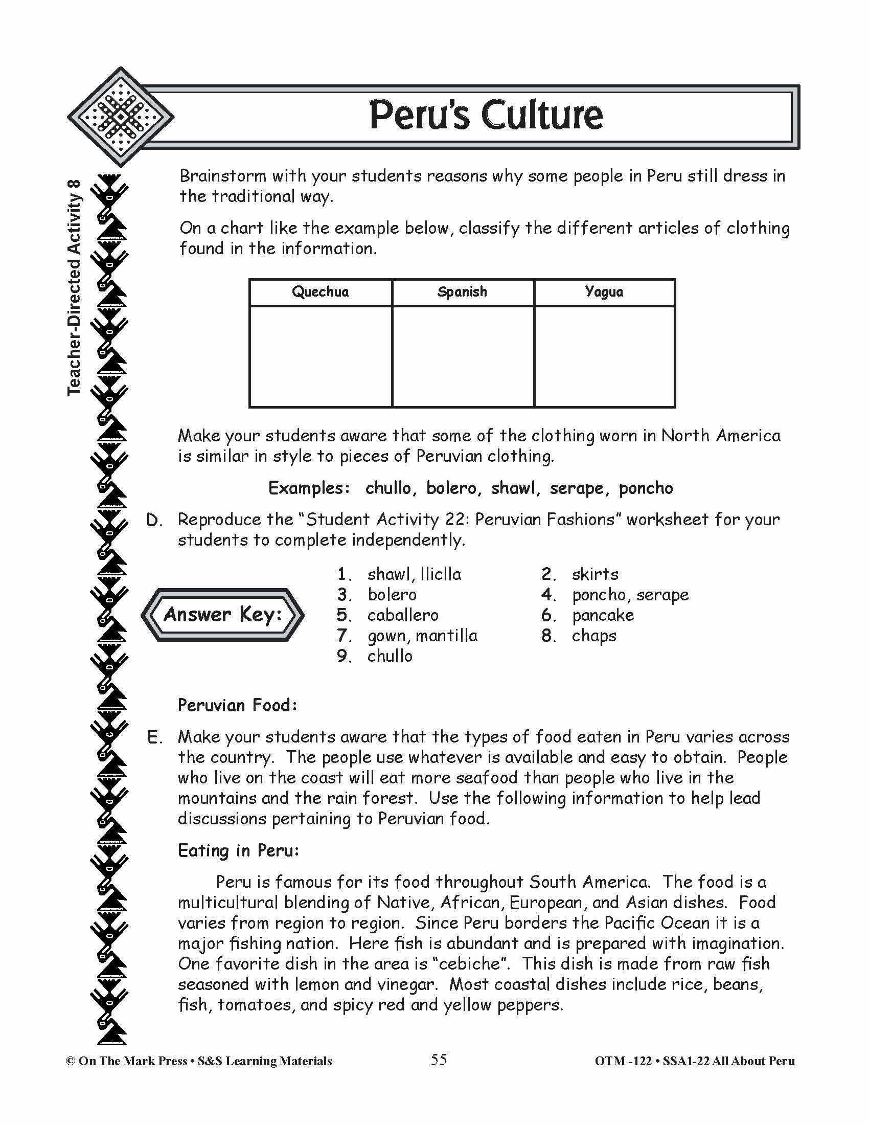 Peru’s Culture Lessons Grades 3-5