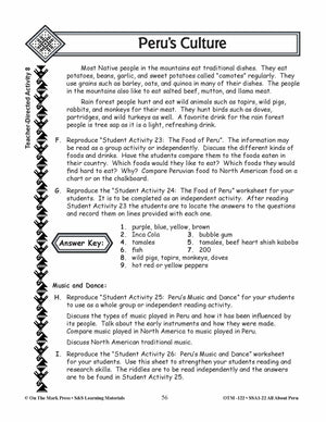 Peru’s Culture Lessons Grades 3-5