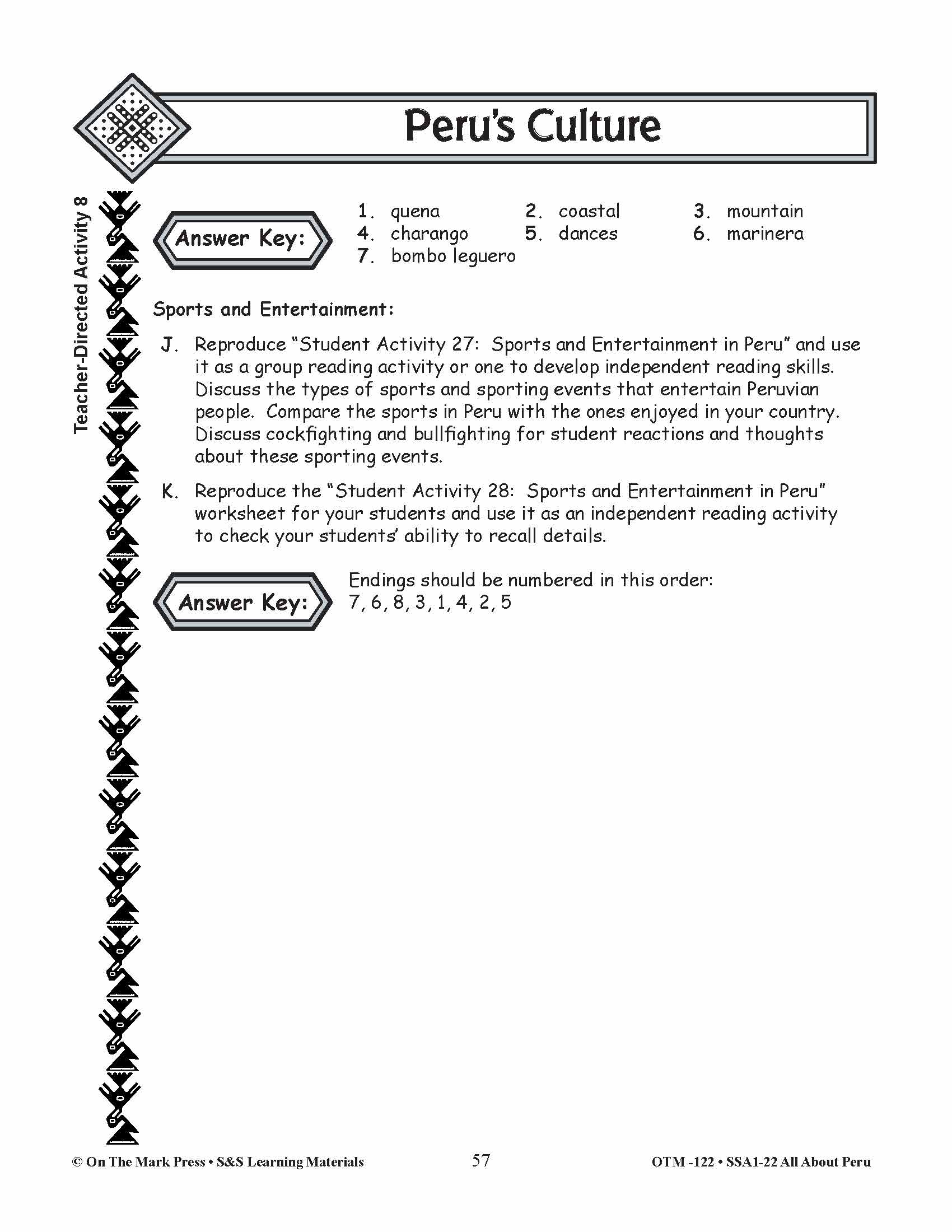 Peru’s Culture Lessons Grades 3-5