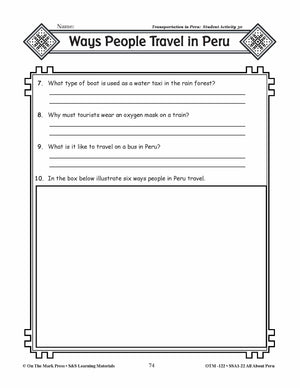 Transportation in Peru Grades 3-5