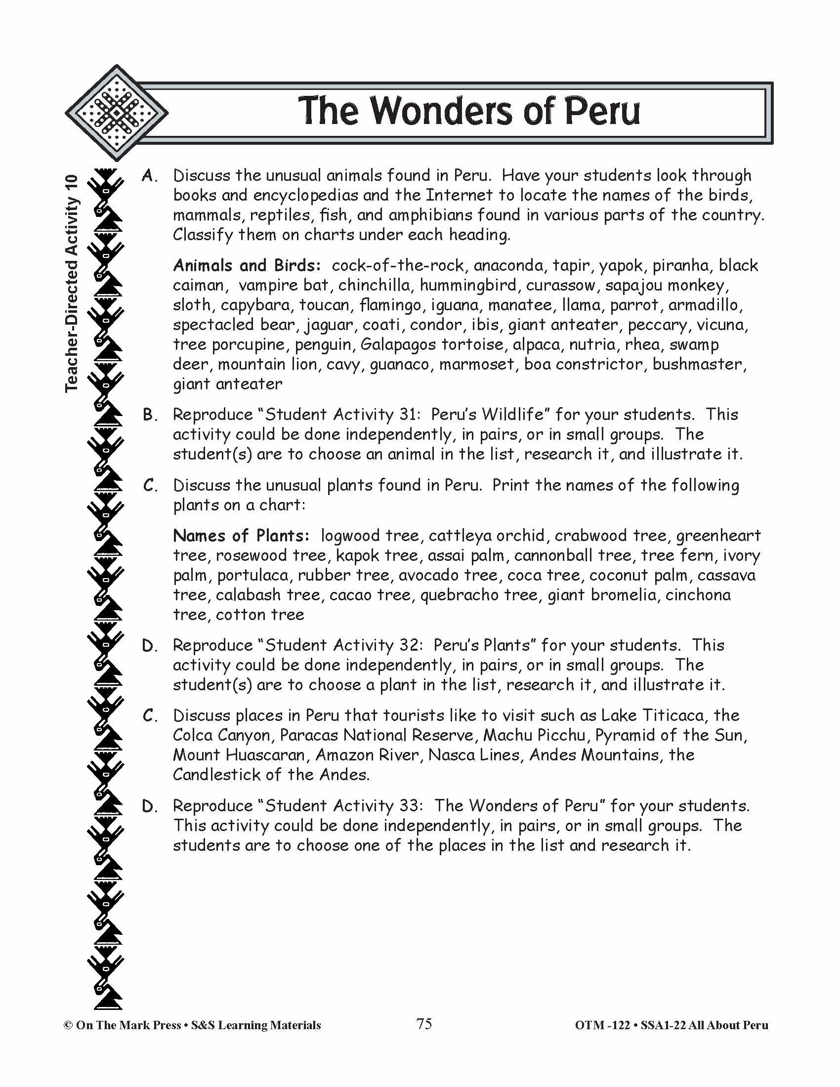 The Wonders of Peru Grades 3-5