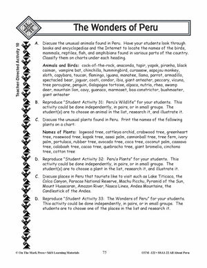 The Wonders of Peru Grades 3-5