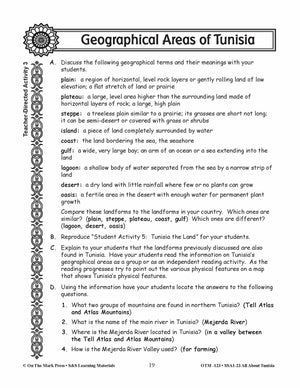 Geographical Areas of Tunisia Grades 3-5