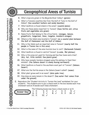 Geographical Areas of Tunisia Grades 3-5