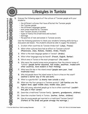 Lifestyles in Tunisia Grades 3-5