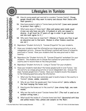 Lifestyles in Tunisia Grades 3-5
