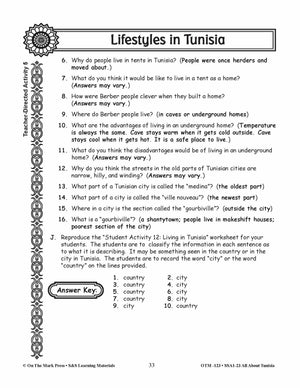 Lifestyles in Tunisia Grades 3-5