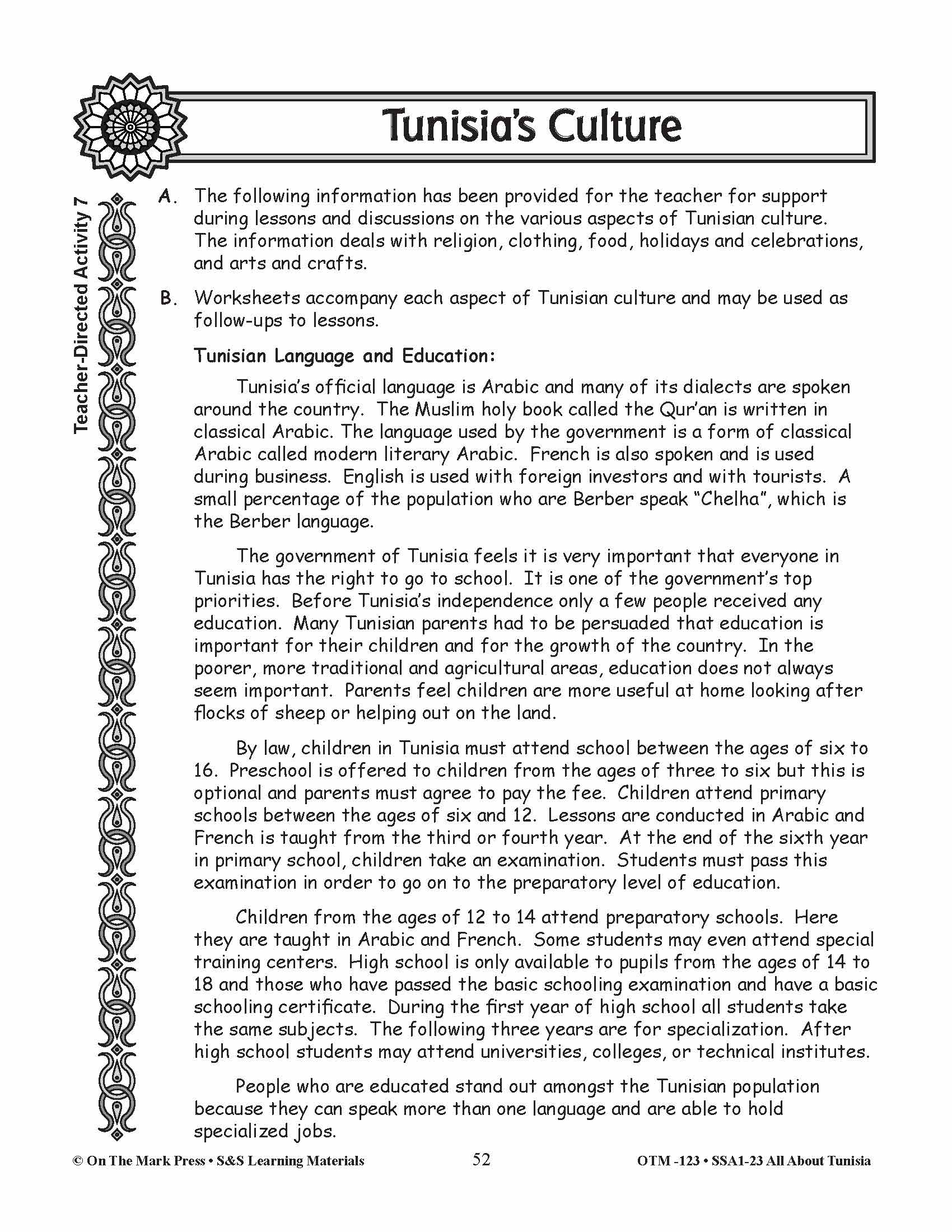 Tunisia's Culture Grades 3-5