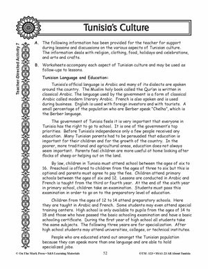 Tunisia's Culture Grades 3-5