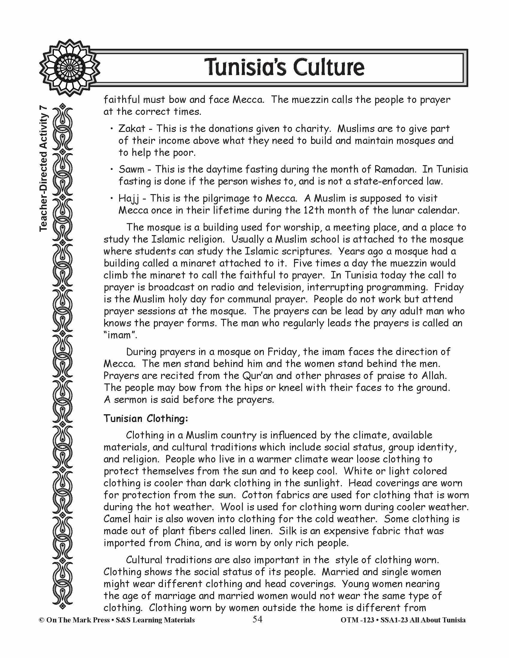 Tunisia's Culture Grades 3-5