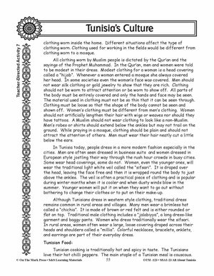 Tunisia's Culture Grades 3-5