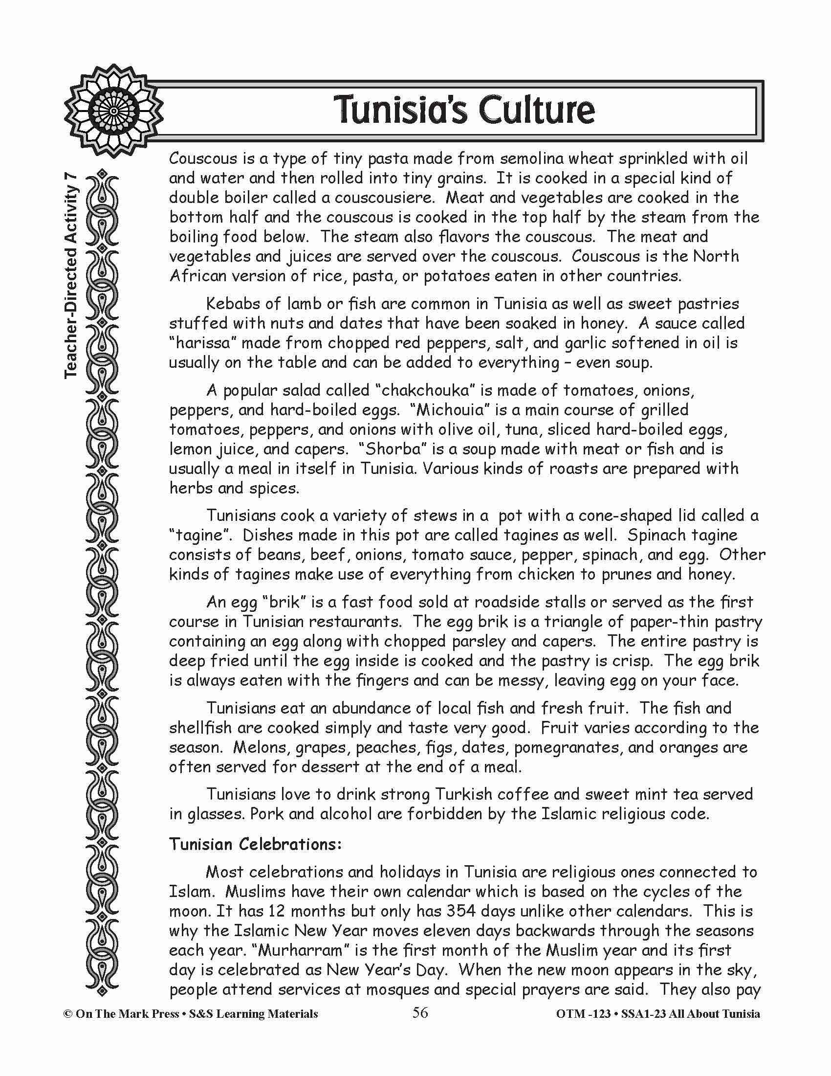 Tunisia's Culture Grades 3-5