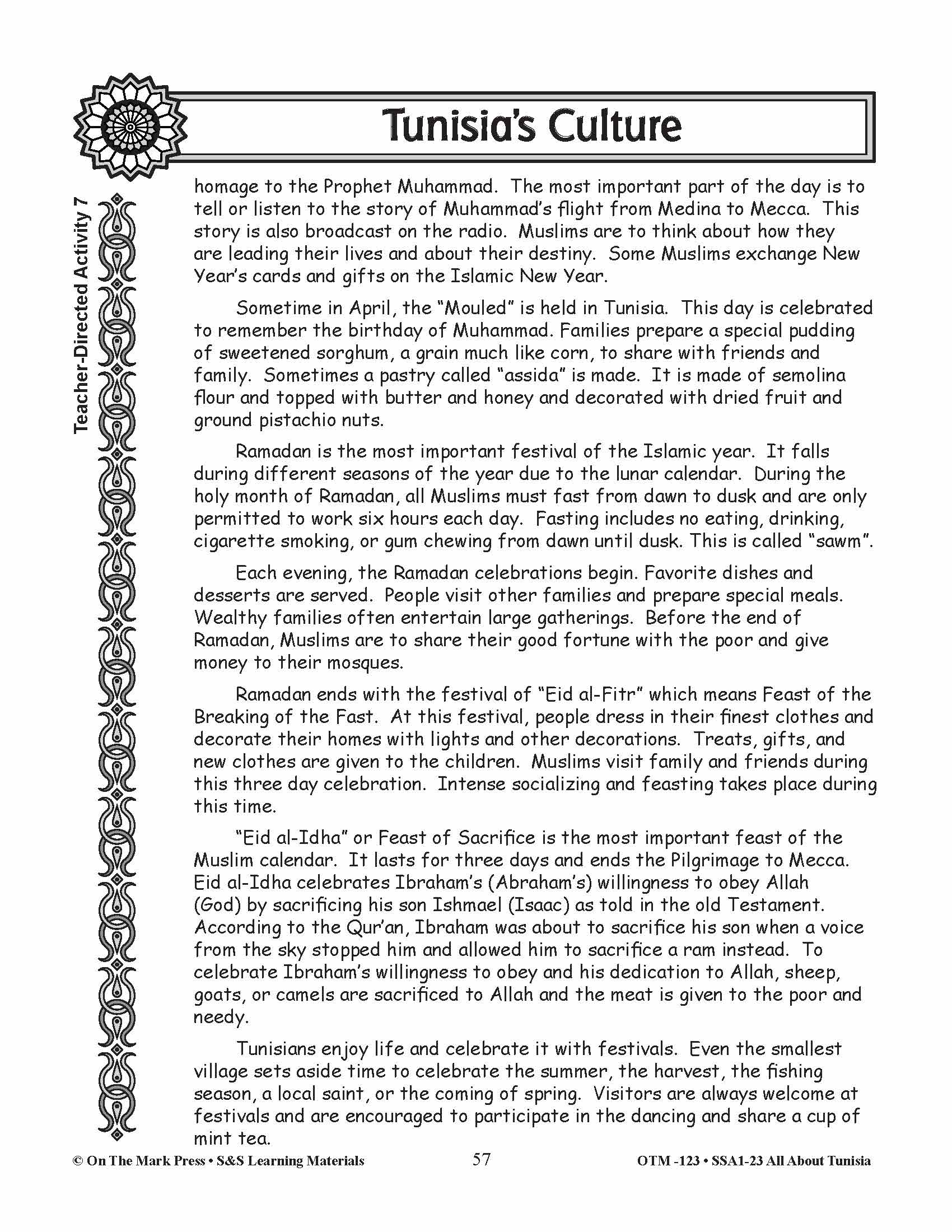 Tunisia's Culture Grades 3-5