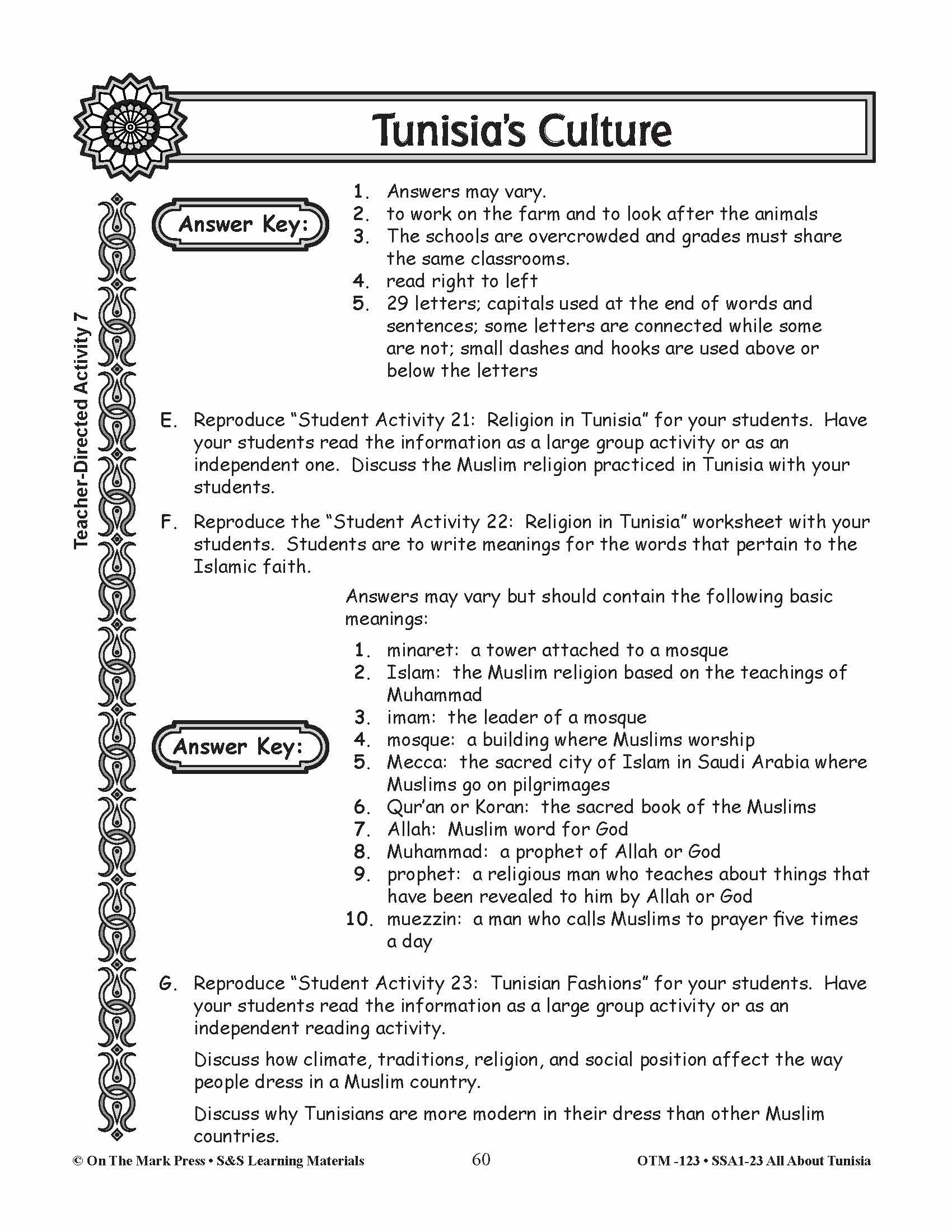 Tunisia's Culture Grades 3-5