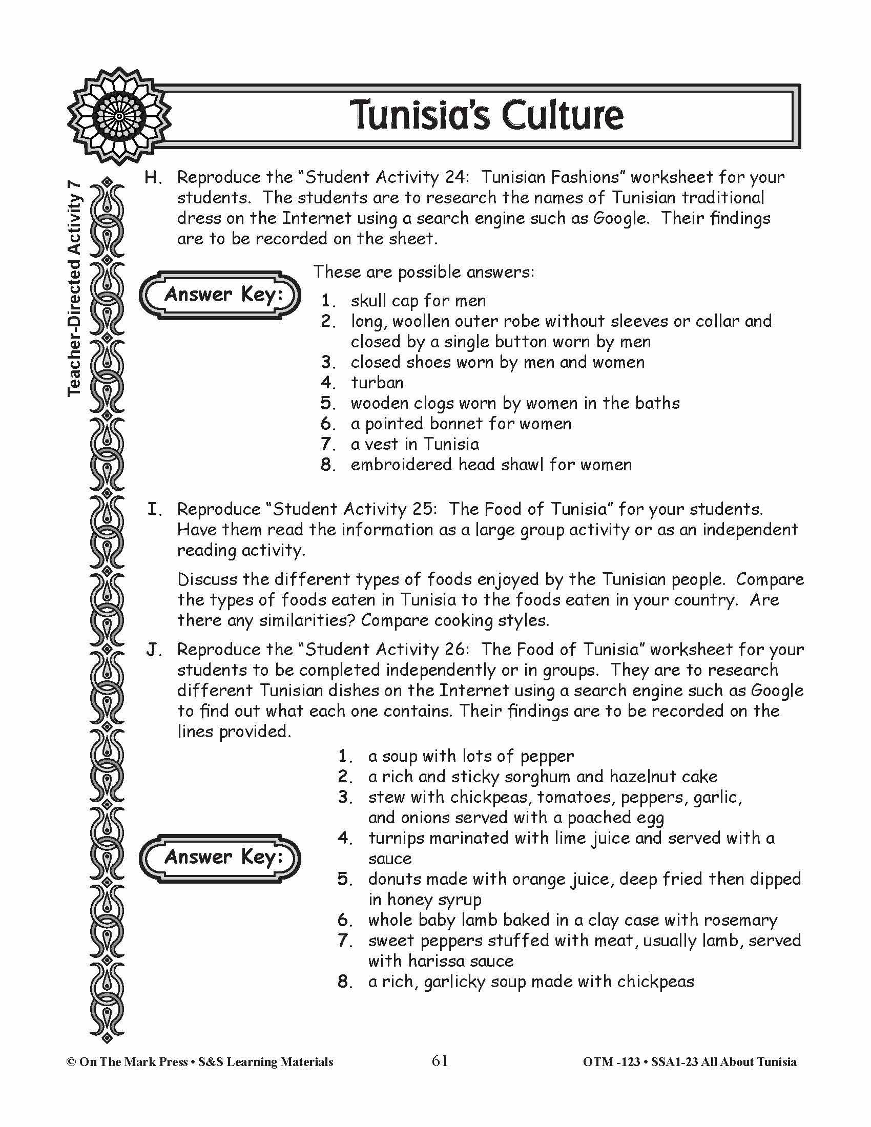 Tunisia's Culture Grades 3-5