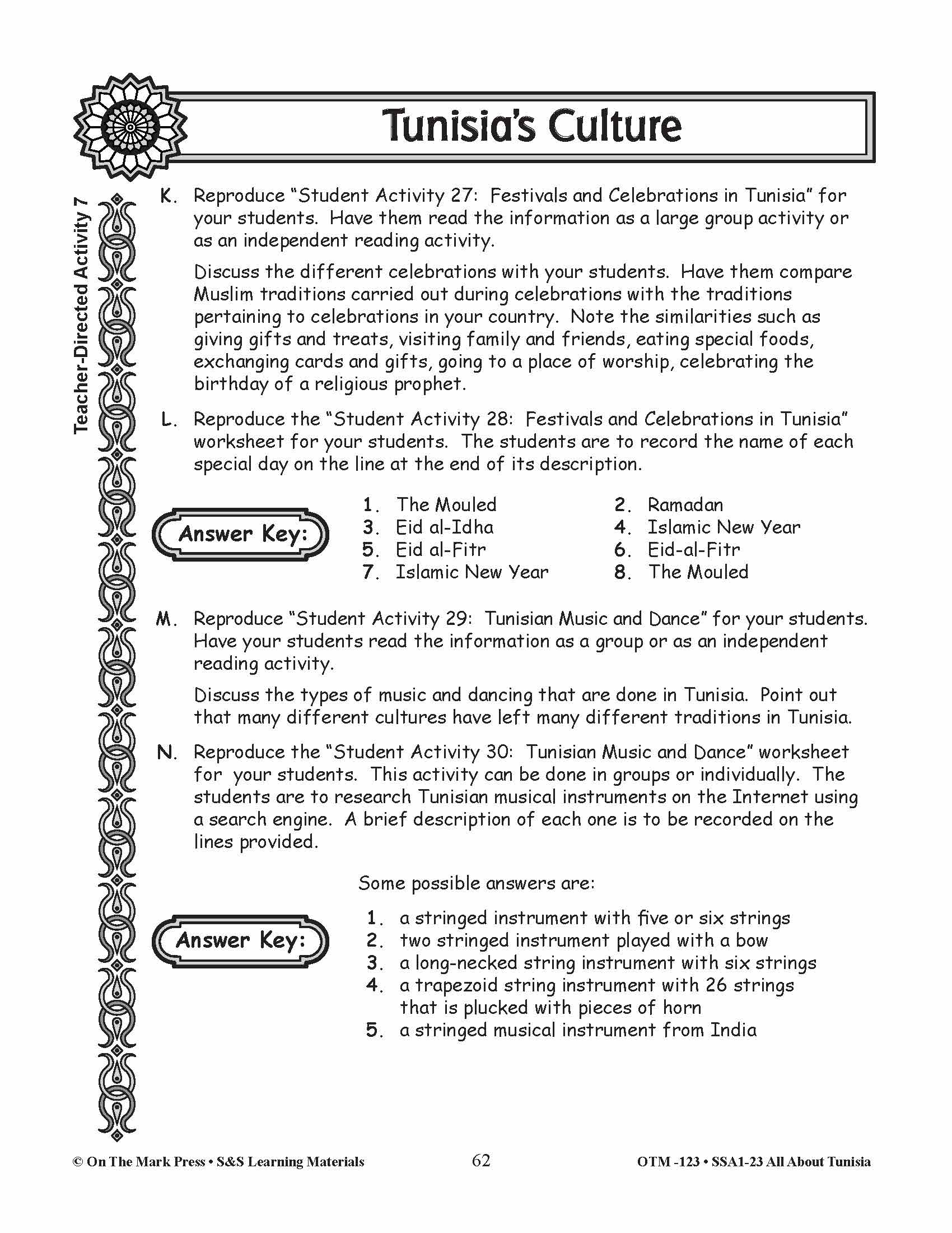 Tunisia's Culture Grades 3-5