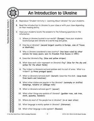 An Introduction to Ukraine - A Teacher Directed Lesson Plan Grades 3-5