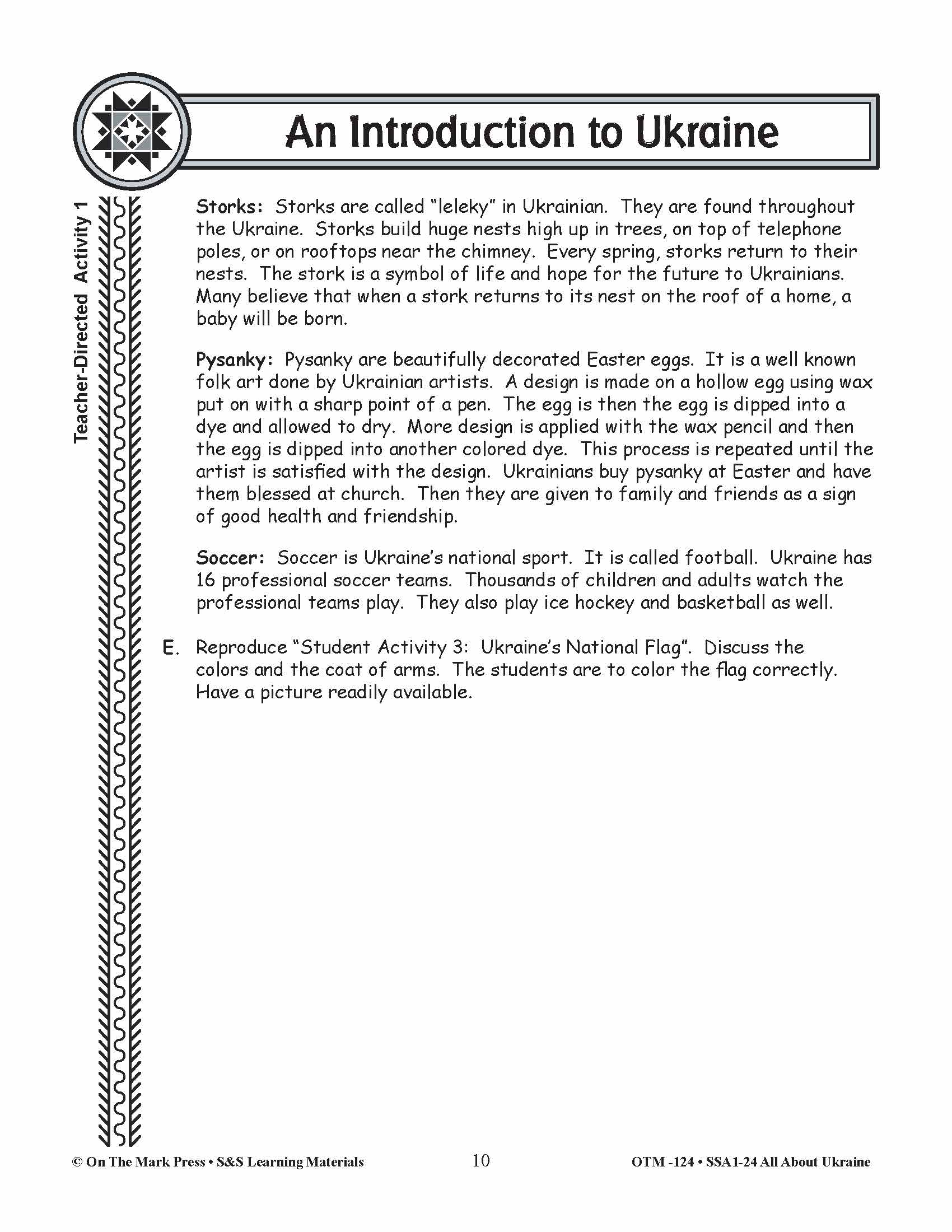 An Introduction to Ukraine - A Teacher Directed Lesson Plan Grades 3-5
