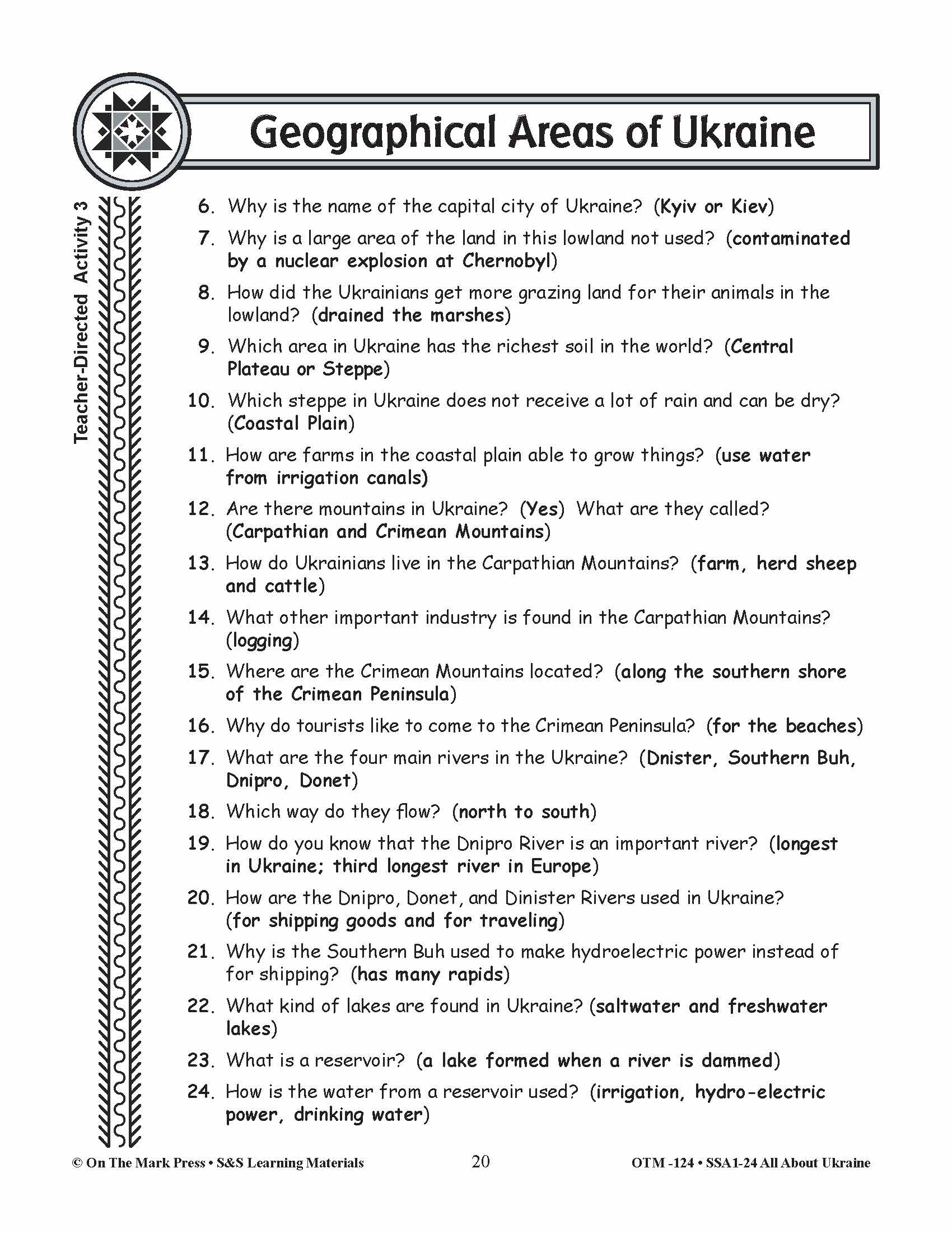 Geographical Areas of Ukraine Grades 3-5