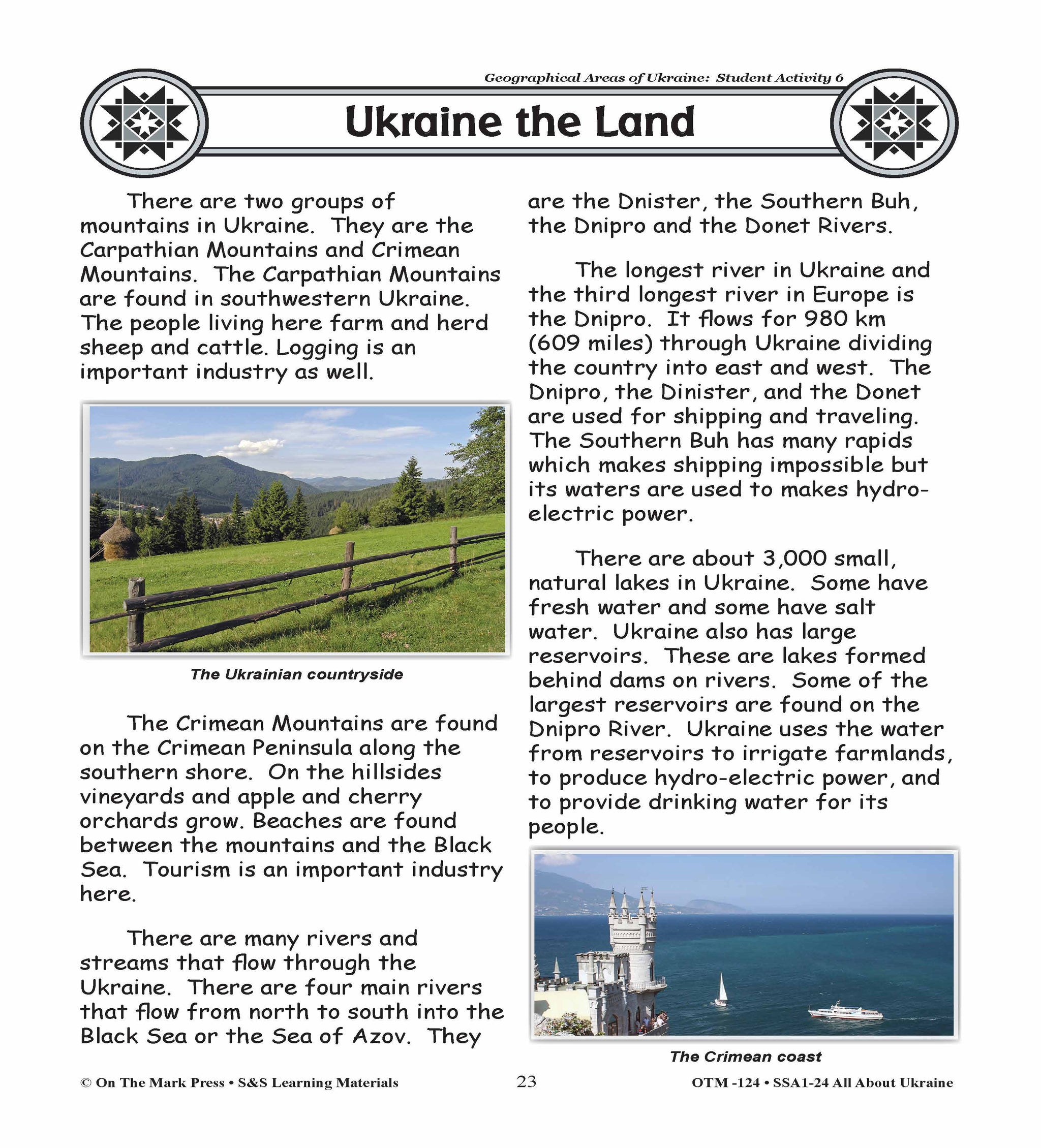 Geographical Areas of Ukraine Grades 3-5