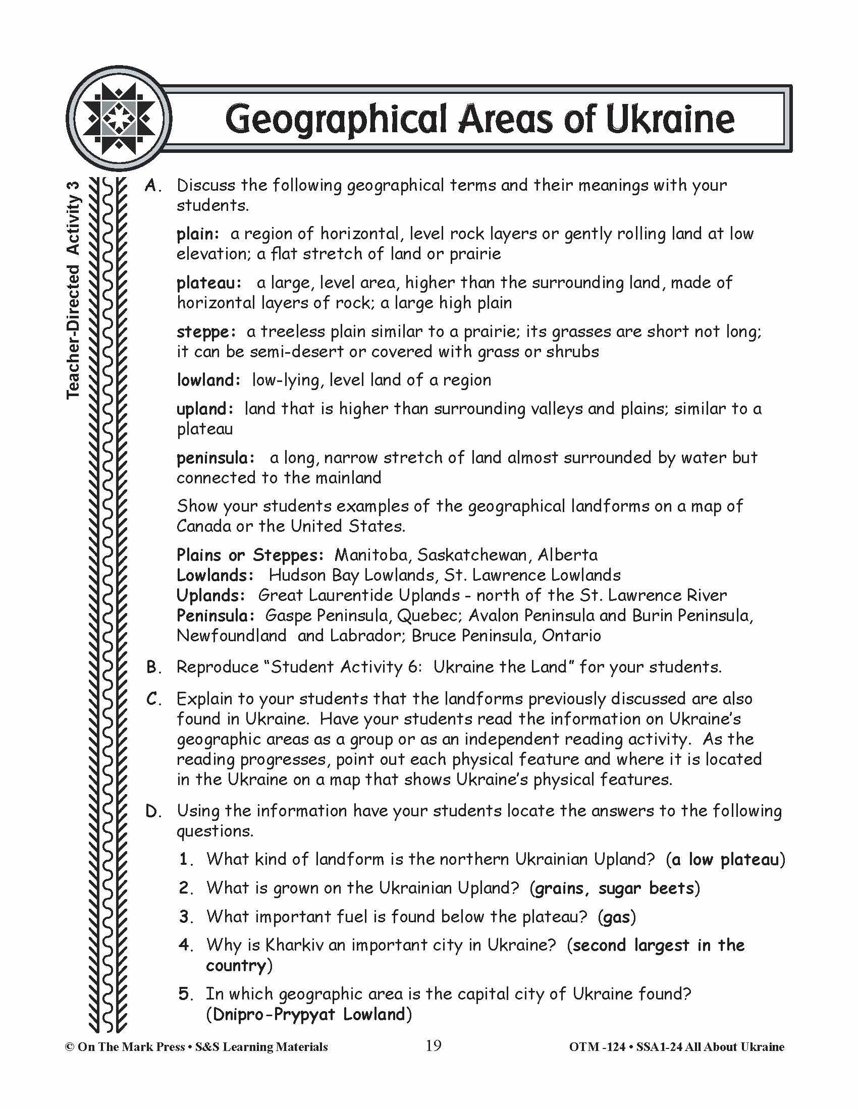 Geographical Areas of Ukraine Grades 3-5