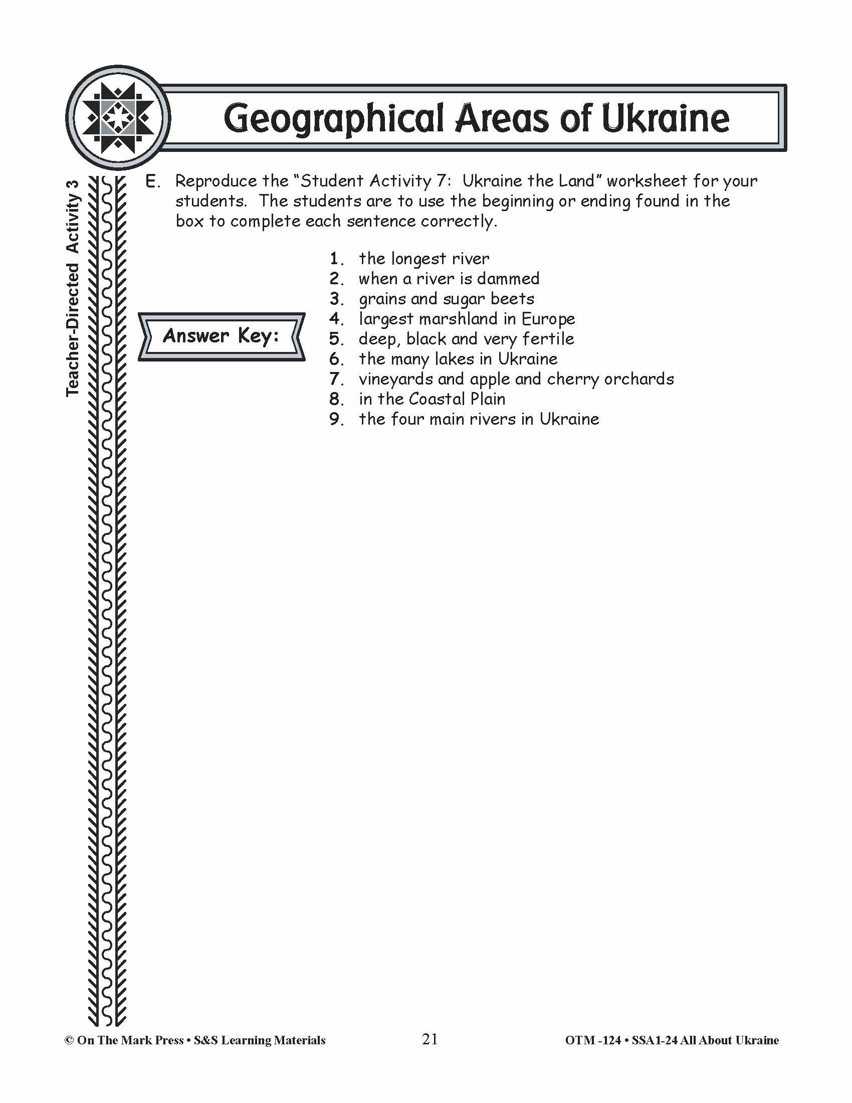 Geographical Areas of Ukraine Grades 3-5