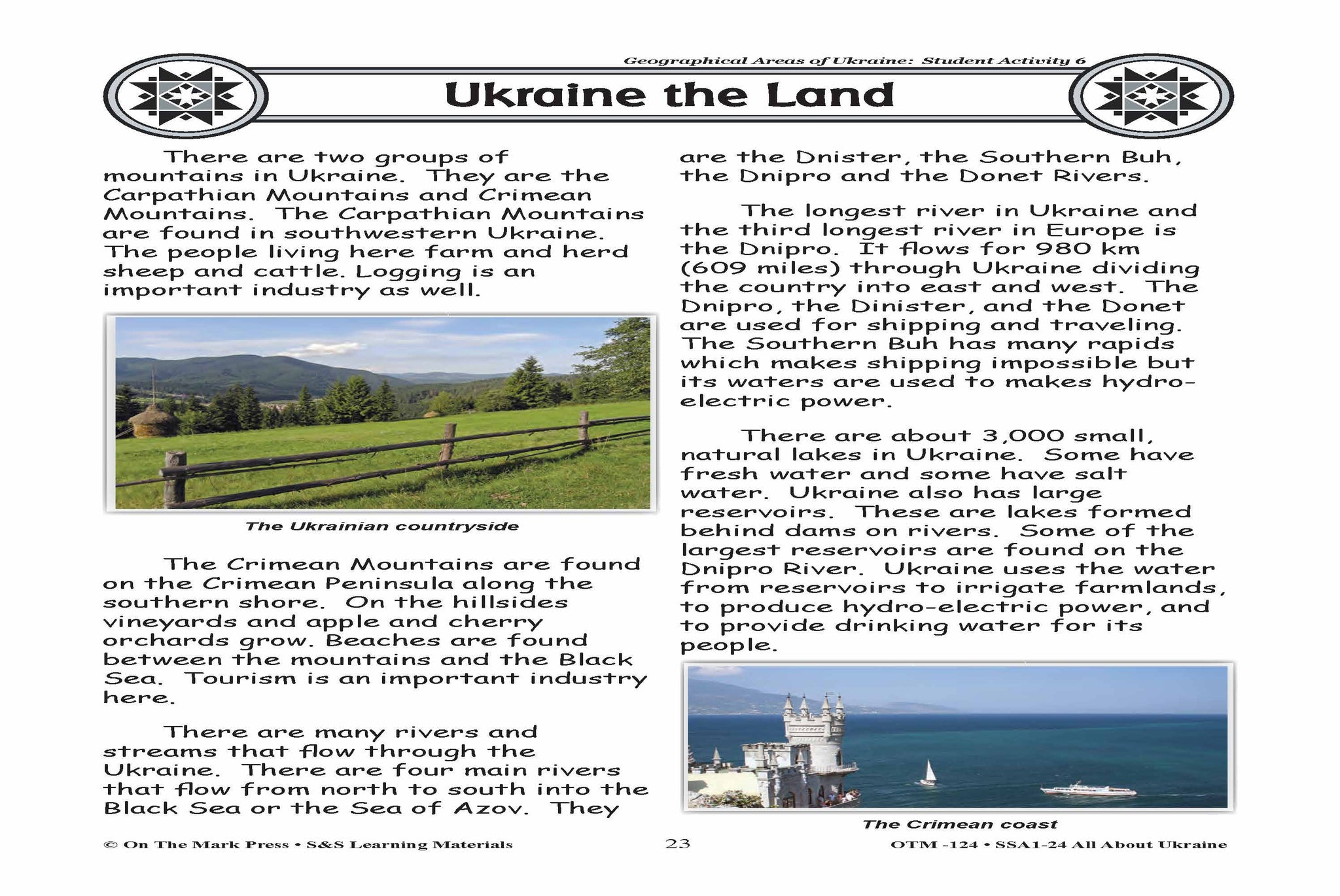 Geographical Areas of Ukraine Grades 3-5