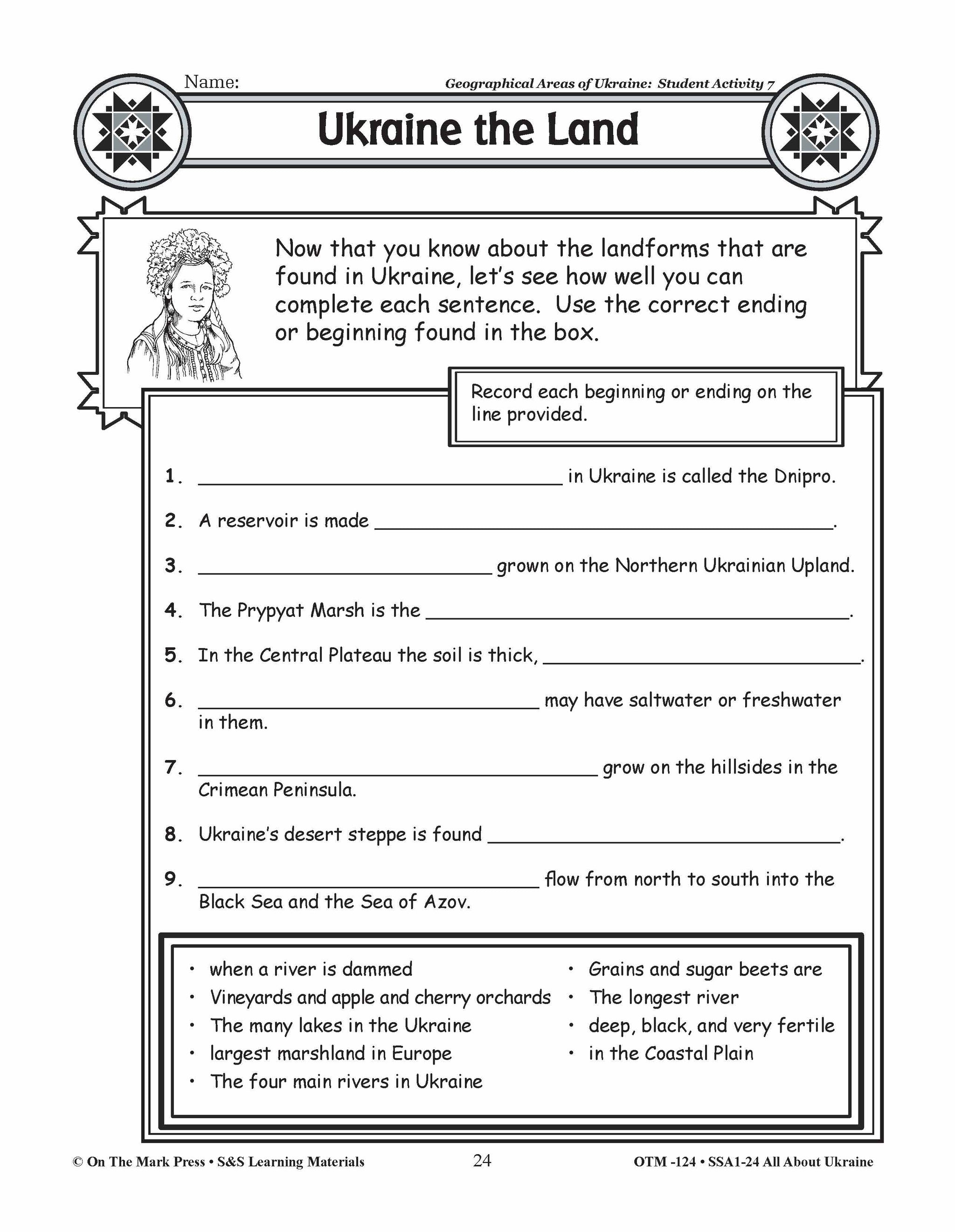 Geographical Areas of Ukraine Grades 3-5