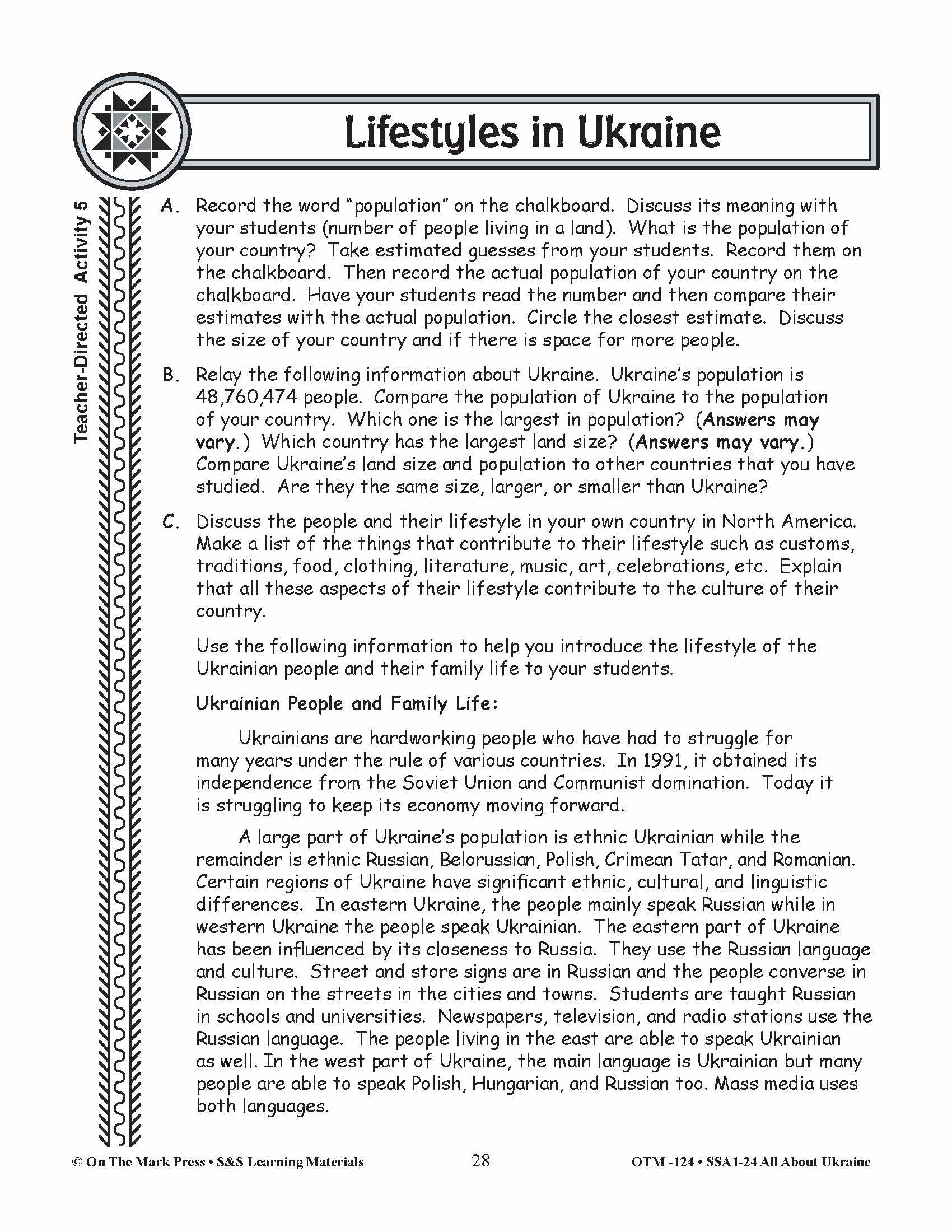 Lifestyles in Ukraine Grades 3-5