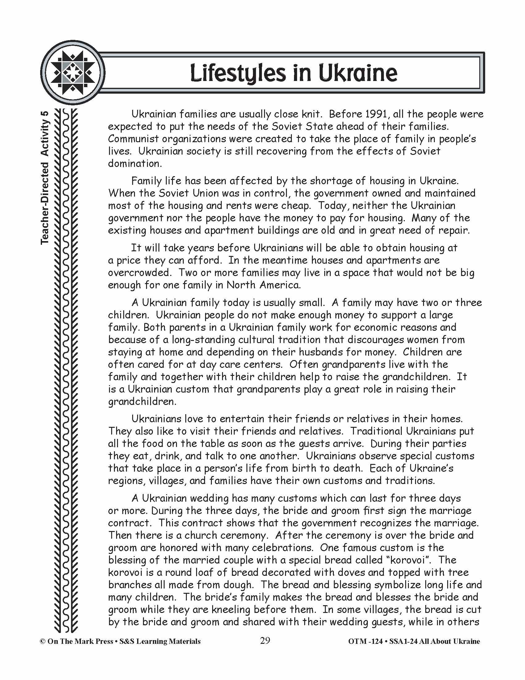 Lifestyles in Ukraine Grades 3-5