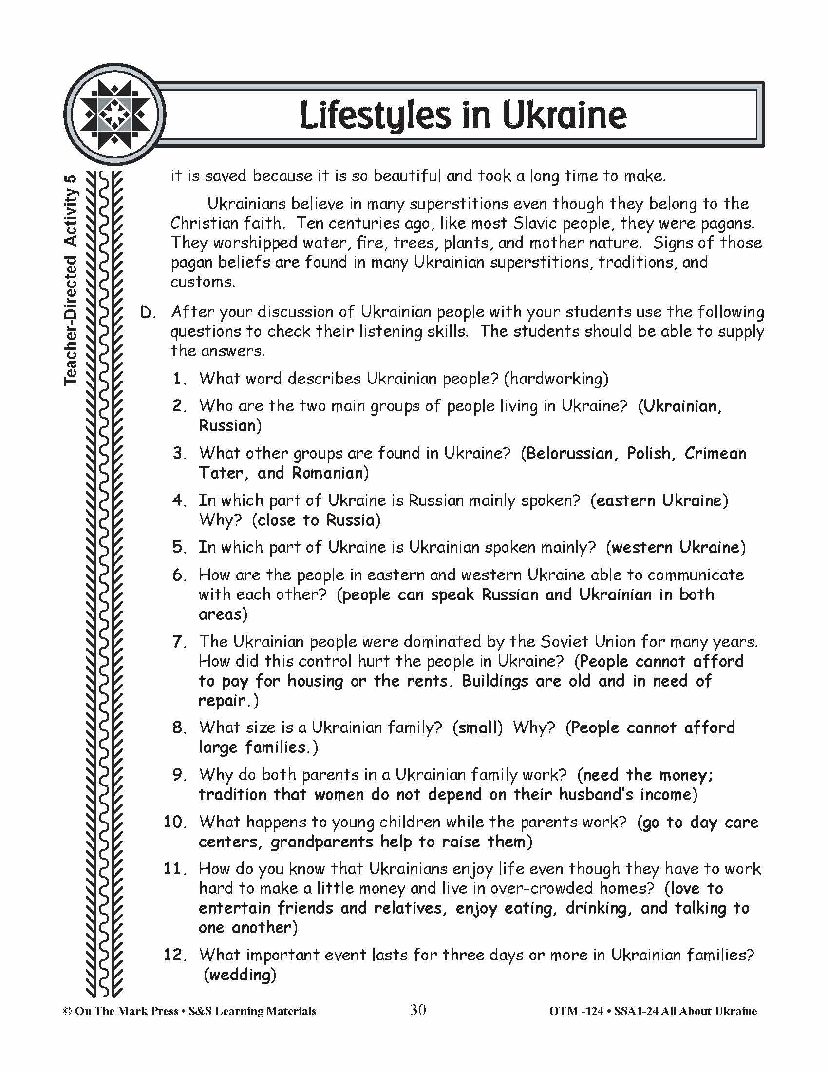 Lifestyles in Ukraine Grades 3-5