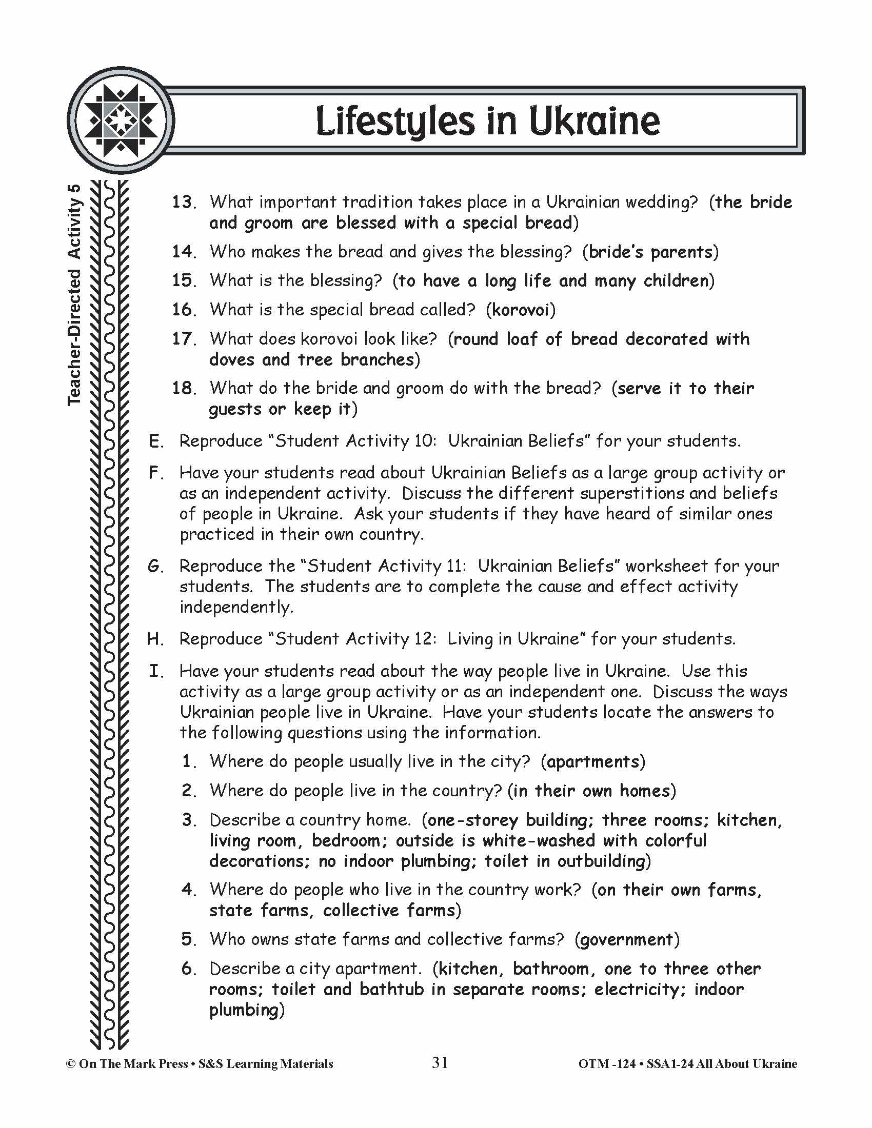 Lifestyles in Ukraine Grades 3-5