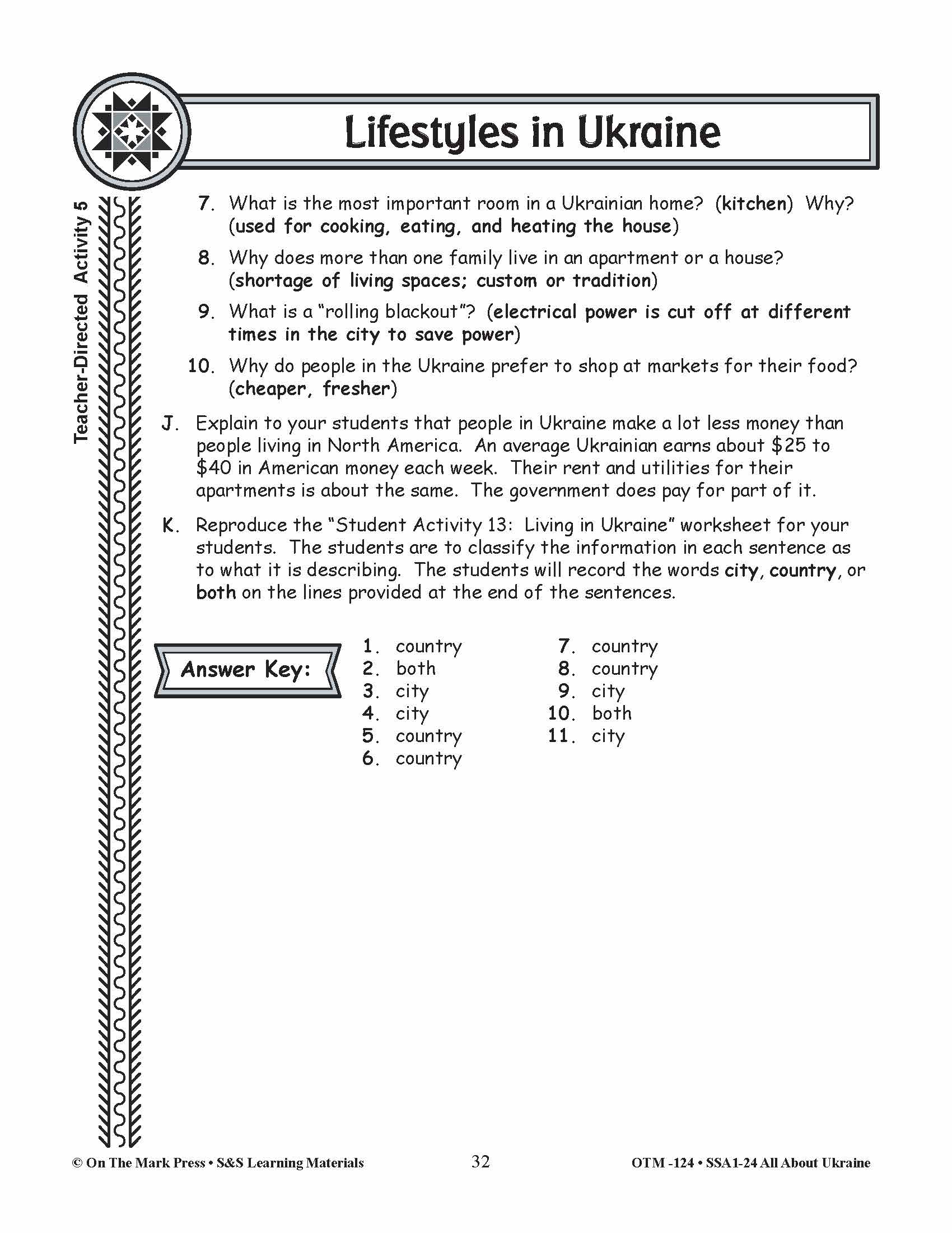 Lifestyles in Ukraine Grades 3-5