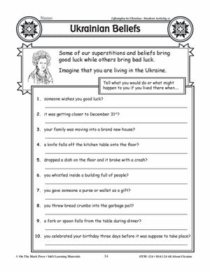 Lifestyles in Ukraine Grades 3-5