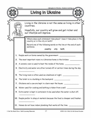 Lifestyles in Ukraine Grades 3-5