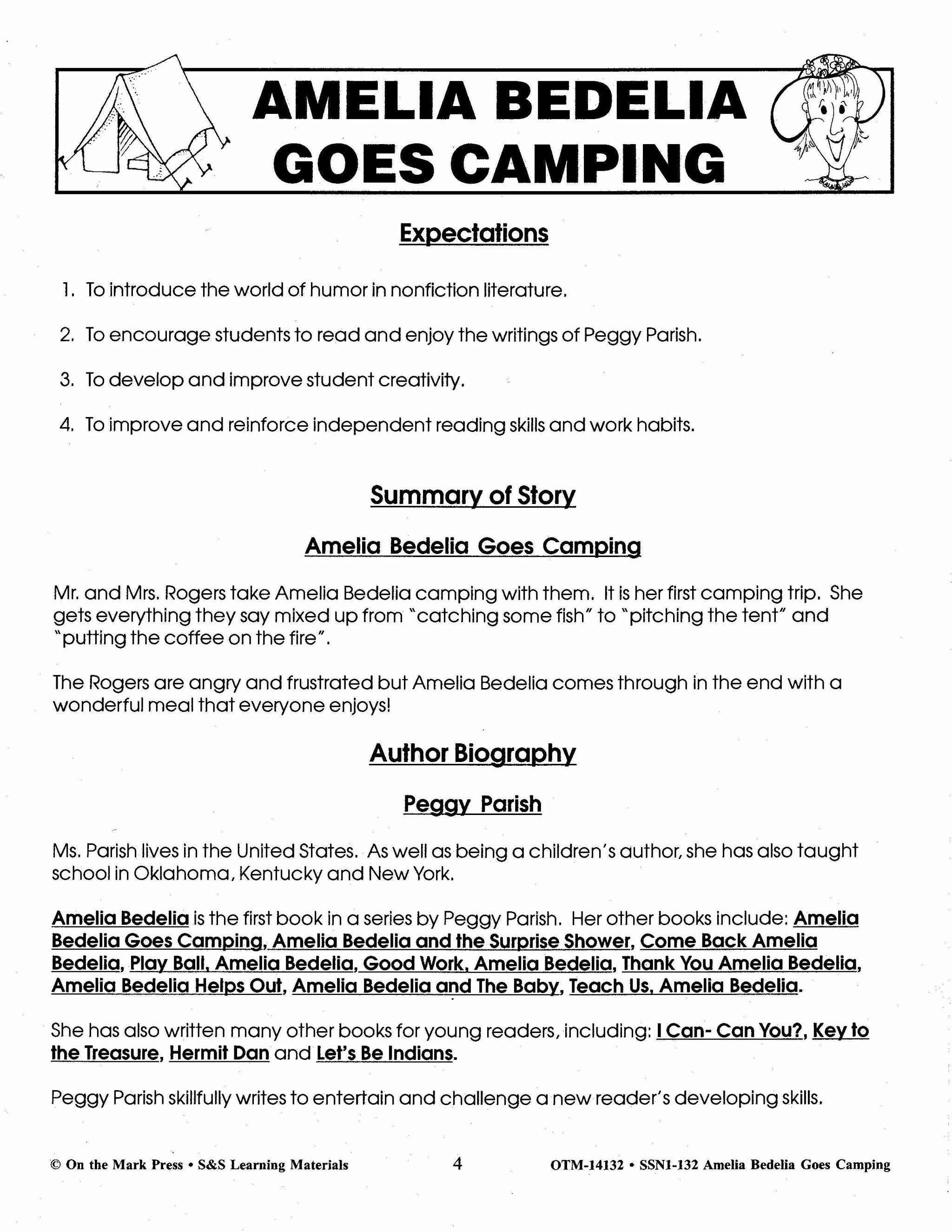 Amelia Bedelia: 4 Lit Link/Novel Study Bundle! Grades 1-3