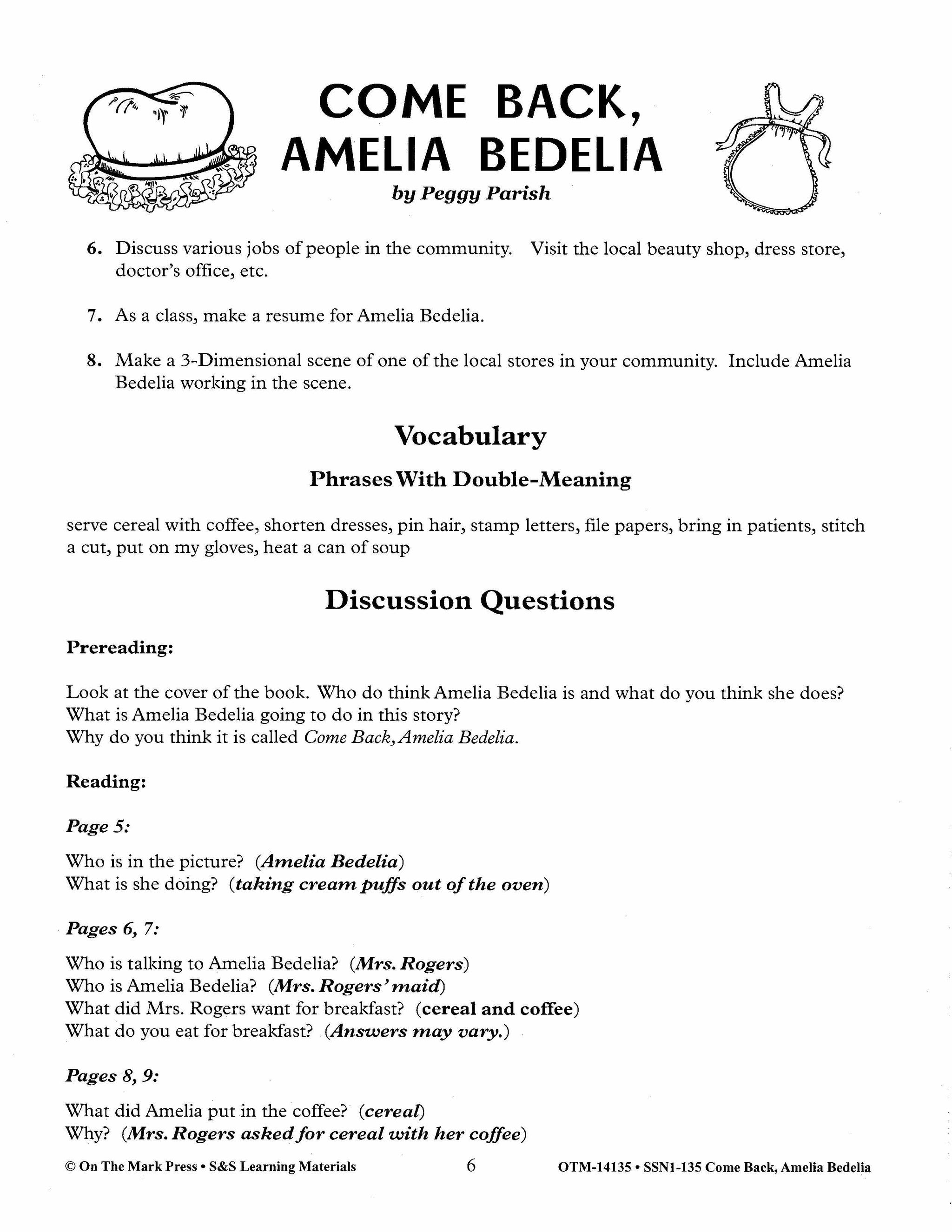 Amelia Bedelia: 4 Lit Link/Novel Study Bundle! Grades 1-3