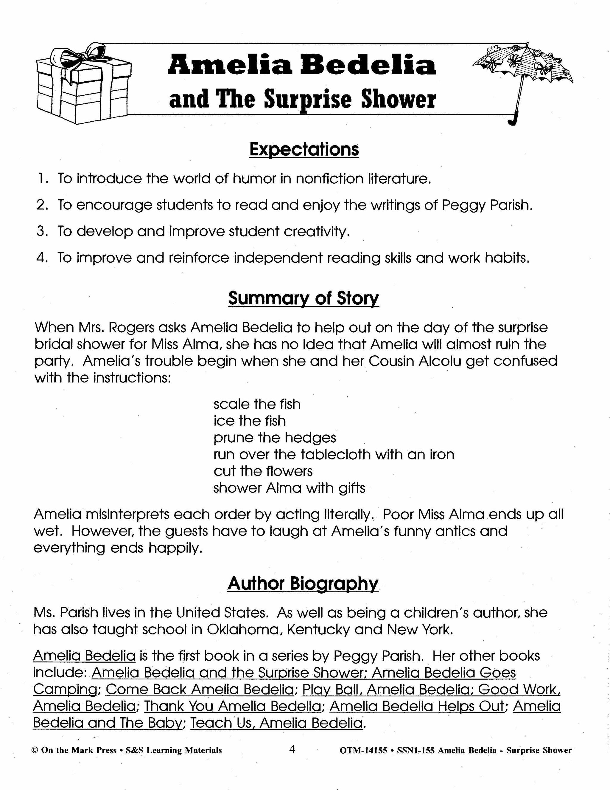 Amelia Bedelia: 4 Lit Link/Novel Study Bundle! Grades 1-3